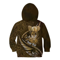 Personalised All Gold New Zealand Darts Kid Hoodie Aoteroa Fern Maori Galaxy Style LT14 - Polynesian Pride
