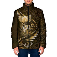 Personalised All Gold New Zealand Darts Padded Jacket Aoteroa Fern Maori Galaxy Style - Polynesian Pride