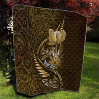 Personalised All Gold New Zealand Darts Quilt Aoteroa Fern Maori Galaxy Style LT14 - Polynesian Pride