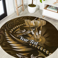 Personalised All Gold New Zealand Darts Round Carpet Aoteroa Fern Maori Galaxy Style LT14 Gold - Polynesian Pride