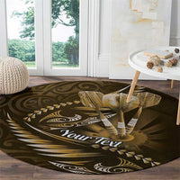 Personalised All Gold New Zealand Darts Round Carpet Aoteroa Fern Maori Galaxy Style LT14 - Polynesian Pride