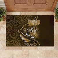 Personalised All Gold New Zealand Darts Rubber Doormat Aoteroa Fern Maori Galaxy Style LT14 Gold - Polynesian Pride
