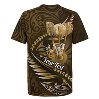 Personalised All Gold New Zealand Darts Rugby Jersey Aoteroa Fern Maori Galaxy Style LT14 - Polynesian Pride
