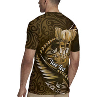 Personalised All Gold New Zealand Darts Rugby Jersey Aoteroa Fern Maori Galaxy Style LT14 - Polynesian Pride