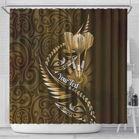 Personalised All Gold New Zealand Darts Shower Curtain Aoteroa Fern Maori Galaxy Style LT14 - Polynesian Pride