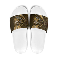 Personalised All Gold New Zealand Darts Slide Sandals Aoteroa Fern Maori Galaxy Style - Polynesian Pride
