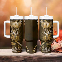 All Gold New Zealand Darts Tumbler With Handle Aoteroa Fern Maori Galaxy Style LT14 - Polynesian Pride