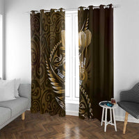 Personalised All Gold New Zealand Darts Window Curtain Aoteroa Fern Maori Galaxy Style LT14 With Grommets Gold - Polynesian Pride
