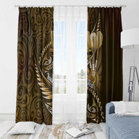 Personalised All Gold New Zealand Darts Window Curtain Aoteroa Fern Maori Galaxy Style LT14 - Polynesian Pride