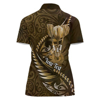 Personalised All Gold New Zealand Darts Women Polo Shirt Aoteroa Fern Maori Galaxy Style LT14 - Polynesian Pride