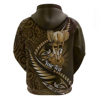 Personalised All Gold New Zealand Darts Zip Hoodie Aoteroa Fern Maori Galaxy Style LT14 - Polynesian Pride