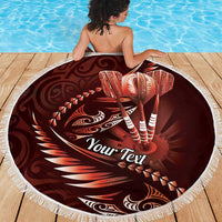 Personalised All Red New Zealand Darts Beach Blanket Aoteroa Fern Maori Galaxy Style LT14 - Polynesian Pride