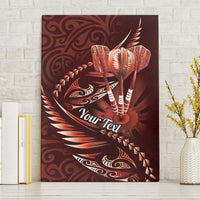 Personalised All Red New Zealand Darts Canvas Wall Art Aoteroa Fern Maori Galaxy Style LT14 Without Frame Red - Polynesian Pride