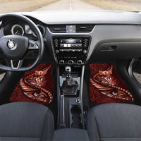Personalised All Red New Zealand Darts Car Mats Aoteroa Fern Maori Galaxy Style LT14 Set 2pcs - Front Red - Polynesian Pride