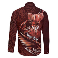 Personalised All Red New Zealand Darts Family Matching Long Sleeve Bodycon Dress and Hawaiian Shirt Aoteroa Fern Maori Galaxy Style LT14 - Polynesian Pride