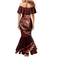 Personalised All Red New Zealand Darts Family Matching Mermaid Dress and Hawaiian Shirt Aoteroa Fern Maori Galaxy Style LT14 - Polynesian Pride