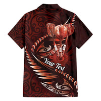 Personalised All Red New Zealand Darts Family Matching Summer Maxi Dress and Hawaiian Shirt Aoteroa Fern Maori Galaxy Style LT14 - Polynesian Pride