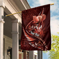 Personalised All Red New Zealand Darts Garden Flag Aoteroa Fern Maori Galaxy Style LT14 House Flag Red - Polynesian Pride