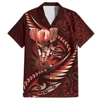 Personalised All Red New Zealand Darts Hawaiian Shirt Aoteroa Fern Maori Galaxy Style LT14 Red - Polynesian Pride