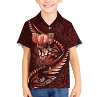 Personalised All Red New Zealand Darts Hawaiian Shirt Aoteroa Fern Maori Galaxy Style LT14 - Polynesian Pride