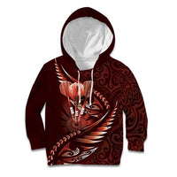 Personalised All Red New Zealand Darts Kid Hoodie Aoteroa Fern Maori Galaxy Style LT14 Hoodie Red - Polynesian Pride