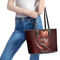 Personalised All Red New Zealand Darts Leather Tote Bag Aoteroa Fern Maori Galaxy Style LT14 - Polynesian Pride