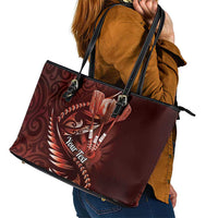 Personalised All Red New Zealand Darts Leather Tote Bag Aoteroa Fern Maori Galaxy Style LT14 - Polynesian Pride