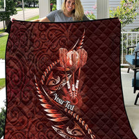 Personalised All Red New Zealand Darts Quilt Aoteroa Fern Maori Galaxy Style LT14 Red - Polynesian Pride