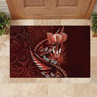 Personalised All Red New Zealand Darts Rubber Doormat Aoteroa Fern Maori Galaxy Style LT14 Red - Polynesian Pride