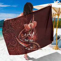 Personalised All Red New Zealand Darts Sarong Aoteroa Fern Maori Galaxy Style LT14 One Size 44 x 66 inches Red - Polynesian Pride