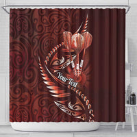 Personalised All Red New Zealand Darts Shower Curtain Aoteroa Fern Maori Galaxy Style LT14 - Polynesian Pride