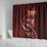 Personalised All Red New Zealand Darts Shower Curtain Aoteroa Fern Maori Galaxy Style LT14 - Polynesian Pride