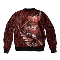 Personalised All Red New Zealand Darts Sleeve Zip Bomber Jacket Aoteroa Fern Maori Galaxy Style LT14 - Polynesian Pride