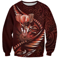Personalised All Red New Zealand Darts Sweatshirt Aoteroa Fern Maori Galaxy Style LT14 Unisex Red - Polynesian Pride