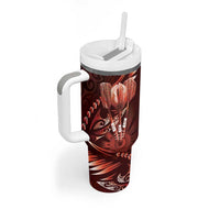 All Red New Zealand Darts Tumbler With Handle Aoteroa Fern Maori Galaxy Style LT14 - Polynesian Pride