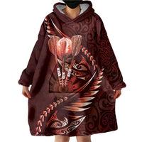 Personalised All Red New Zealand Darts Wearable Blanket Hoodie Aoteroa Fern Maori Galaxy Style LT14 - Polynesian Pride