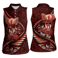 Personalised All Red New Zealand Darts Women Sleeveless Polo Shirt Aoteroa Fern Maori Galaxy Style LT14 - Polynesian Pride