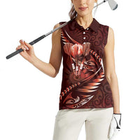 Personalised All Red New Zealand Darts Women Sleeveless Polo Shirt Aoteroa Fern Maori Galaxy Style LT14 - Polynesian Pride