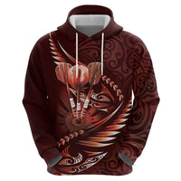 Personalised All Red New Zealand Darts Zip Hoodie Aoteroa Fern Maori Galaxy Style LT14 - Polynesian Pride
