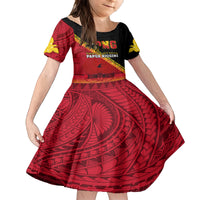 Papua New Guinea Family Matching Short Sleeve Bodycon Dress and Hawaiian Shirt Independen Stet bilong Papua Niugini Unique Version LT14 Daughter's Dress Red - Polynesian Pride