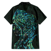 New Zealand Eel Family Matching Summer Maxi Dress and Hawaiian Shirt Tuna Aotearoa Maori With Paua Shell - Turquoise LT14 - Polynesian Pride