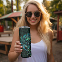 New Zealand Eel Skinny Tumbler Tuna Aotearoa Maori With Paua Shell - Turquoise LT14 - Polynesian Pride