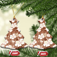 Brown Bula Fiji Masi Hibiscus Seamless Ceramic Ornament