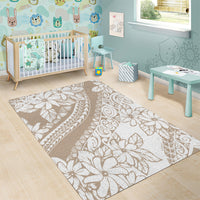 Polynesia Area Rug Polynesian Tropical Flowers Beige Pastel Vibes LT14 - Polynesian Pride