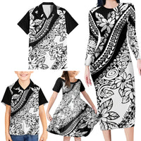 Polynesia Family Matching Long Sleeve Bodycon Dress and Hawaiian Shirt Polynesian Tropical Flowers Black Pastel Vibes LT14 - Polynesian Pride