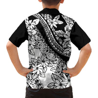 Polynesia Family Matching Off Shoulder Long Sleeve Dress and Hawaiian Shirt Polynesian Tropical Flowers Black Pastel Vibes LT14 - Polynesian Pride