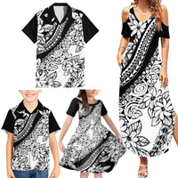 Polynesia Family Matching Summer Maxi Dress and Hawaiian Shirt Polynesian Tropical Flowers Black Pastel Vibes LT14 - Polynesian Pride