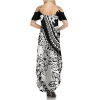 Polynesia Family Matching Summer Maxi Dress and Hawaiian Shirt Polynesian Tropical Flowers Black Pastel Vibes LT14 - Polynesian Pride