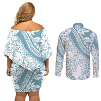 polynesia-couples-matching-off-shoulder-short-dress-and-long-sleeve-button-shirts-polynesian-tropical-flowers-blue-pastel-vibes
