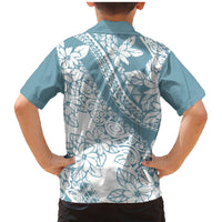 Polynesia Family Matching Mermaid Dress and Hawaiian Shirt Polynesian Tropical Flowers Blue Pastel Vibes LT14 - Polynesian Pride